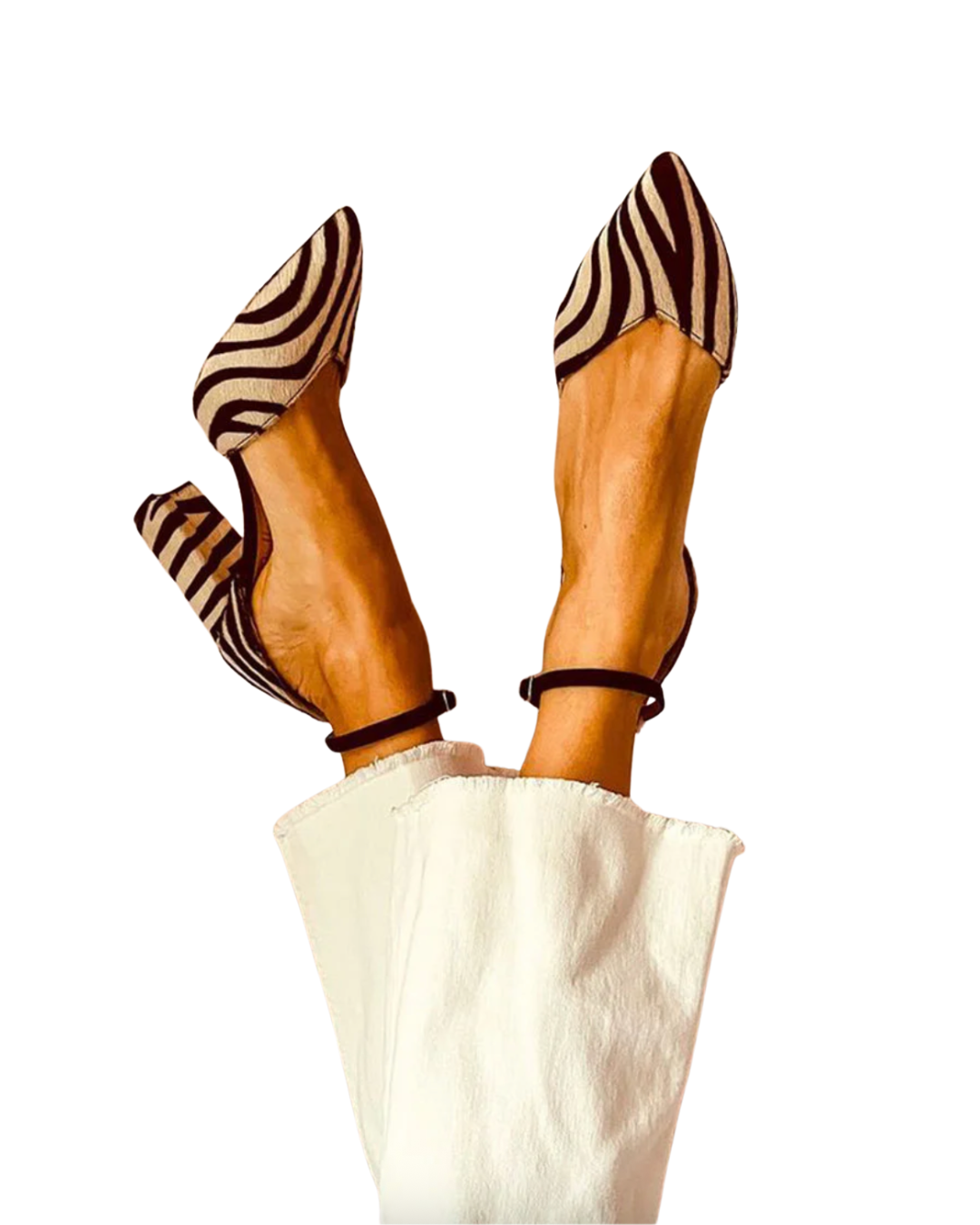 Zebrina | Sandals with Mid Heel, Straps, and Zebra Print