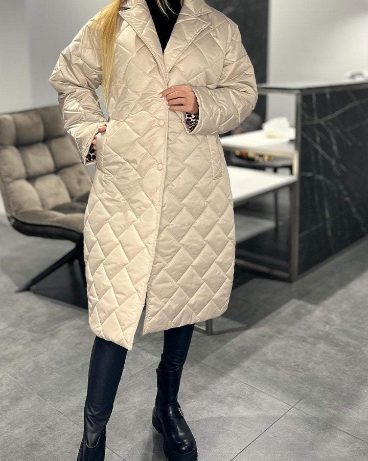 DIASY - Relaxed Collar Mid-Length Cotton Coat
