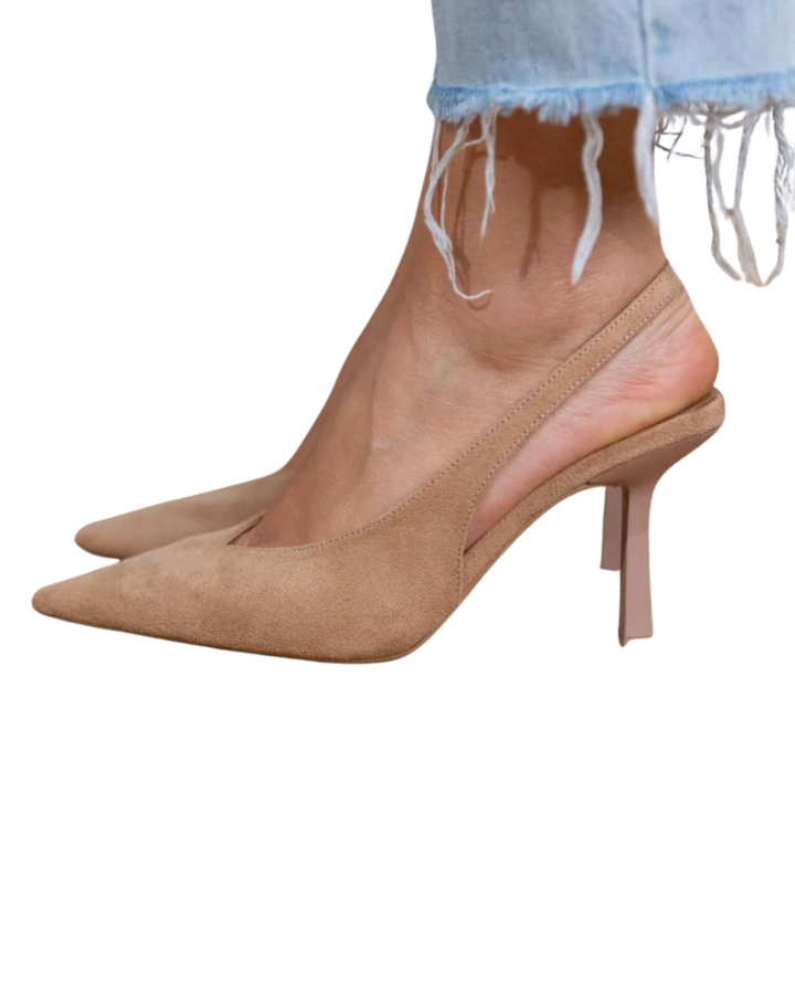 Marlena | Nude-colored Slingback Pumps with Slim Heel