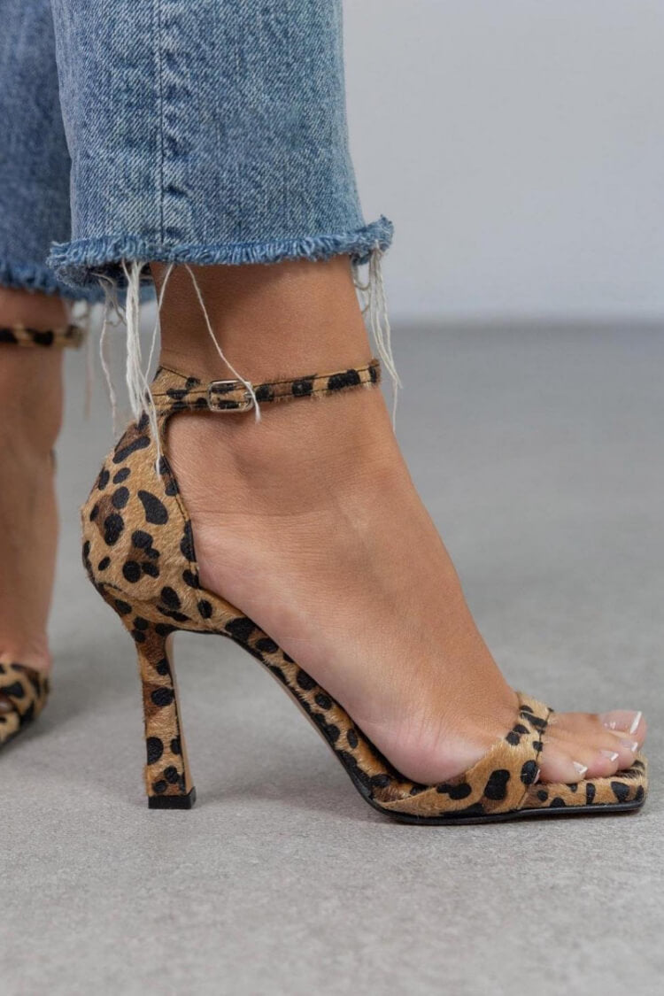 Giulia | Sandals with High Heels and Animal Print
