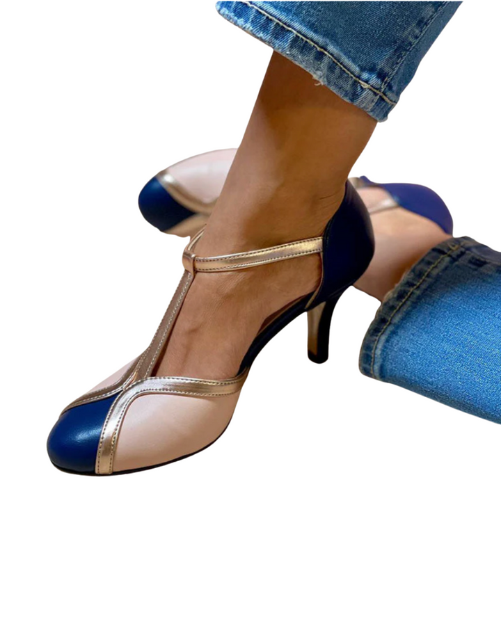 Alessia | Colorful, Comfortable Pumps with T-Strap and Round Toe