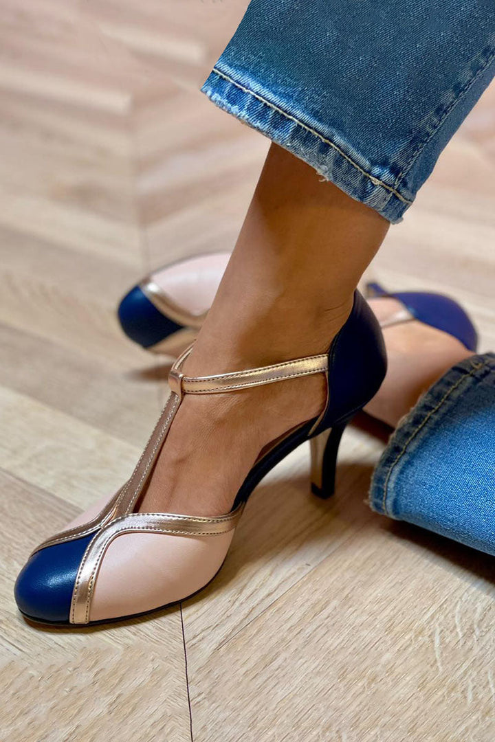 Alessia | Colorful, Comfortable Pumps with T-Strap and Round Toe