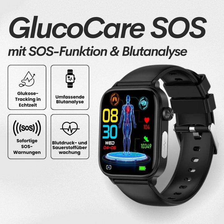 GlucoCare SOS Smartwatch for Men & Women with Blood Sugar Measurement