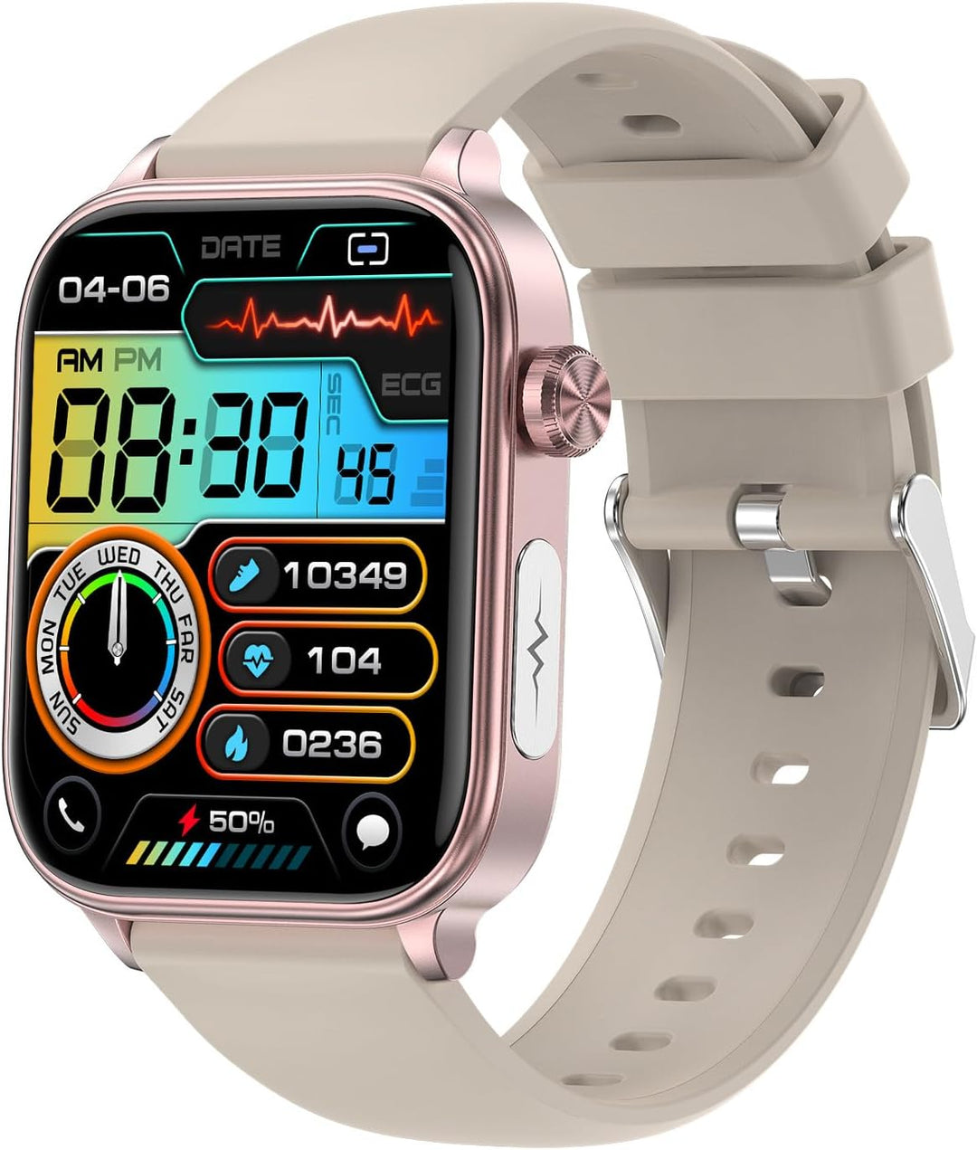GlucoCare SOS Smartwatch for Men & Women with Blood Sugar Measurement
