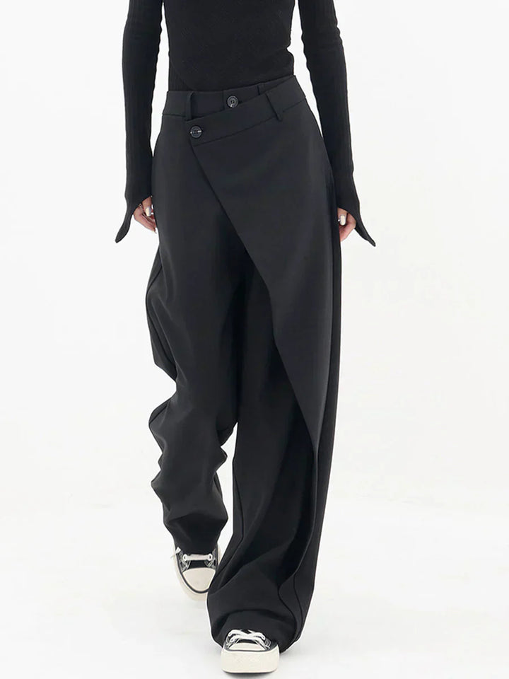 Leja - Wide Leg Layered Button Pants for Women