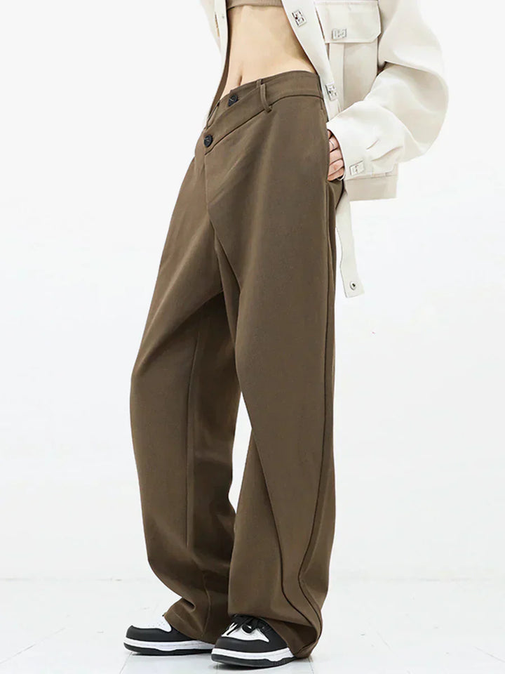 Leja - Wide Leg Layered Button Pants for Women