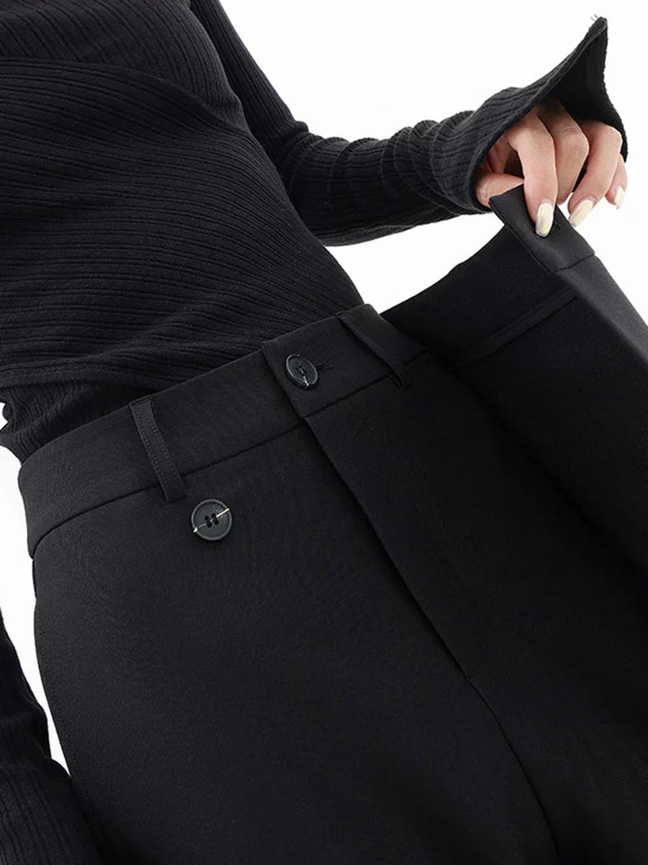 Leja - Wide Leg Layered Button Pants for Women
