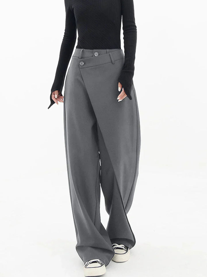 Leja - Wide Leg Layered Button Pants for Women