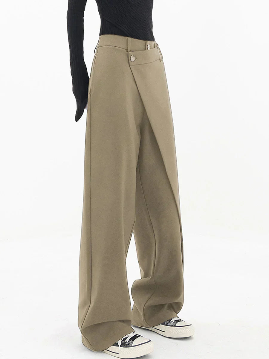 Leja - Wide Leg Layered Button Pants for Women