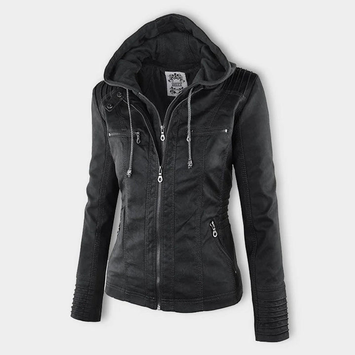 Mia | Leather Jacket with Hood
