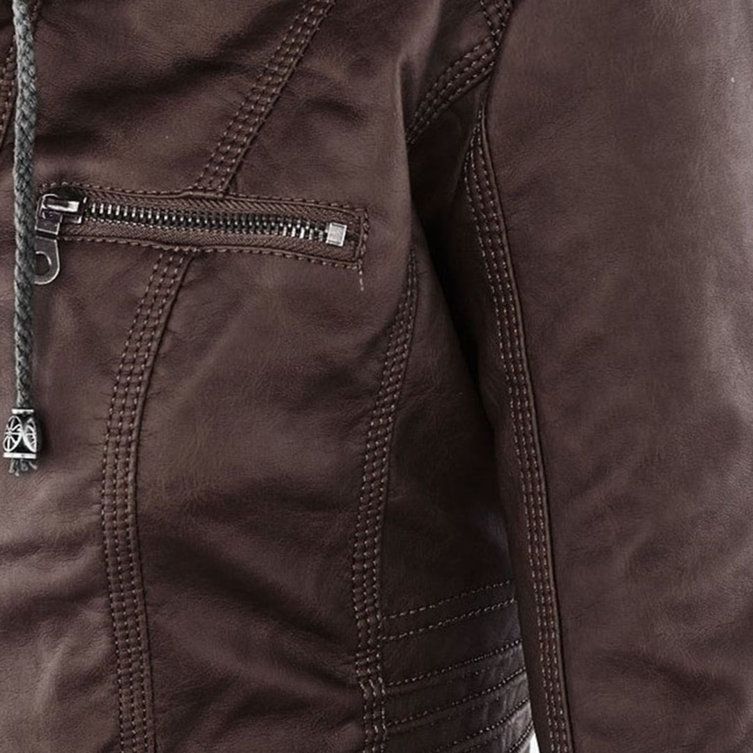 Mia | Leather Jacket with Hood