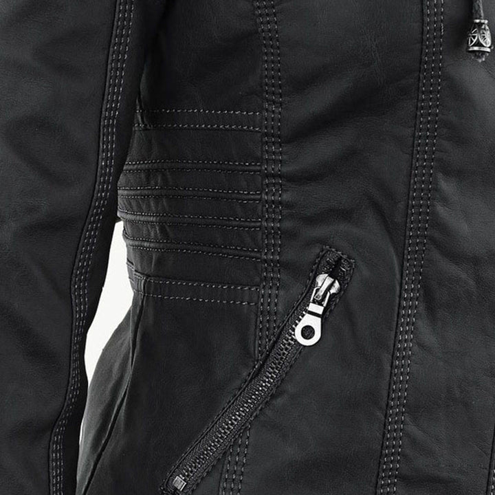 Mia | Leather Jacket with Hood