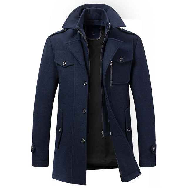 Men's Coat with Double-Faced Collar