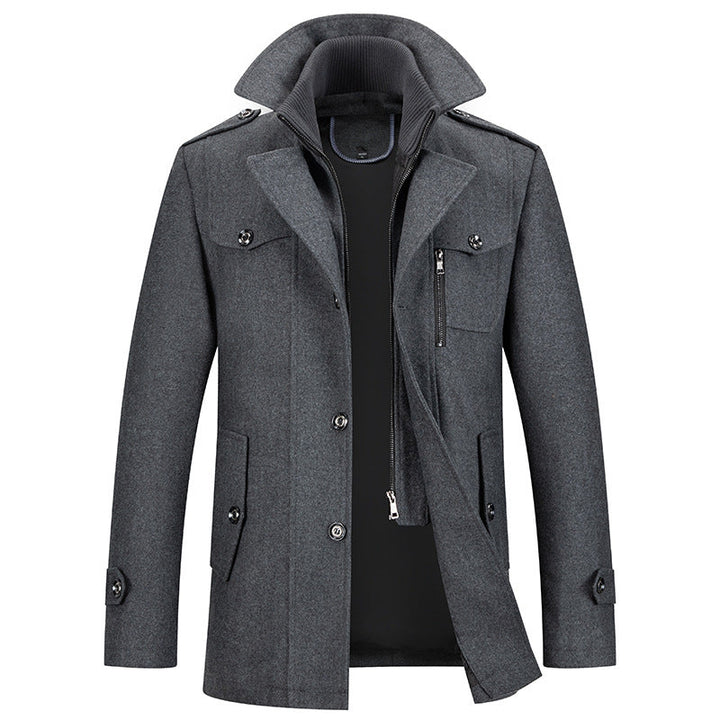 Men's Coat with Double-Faced Collar