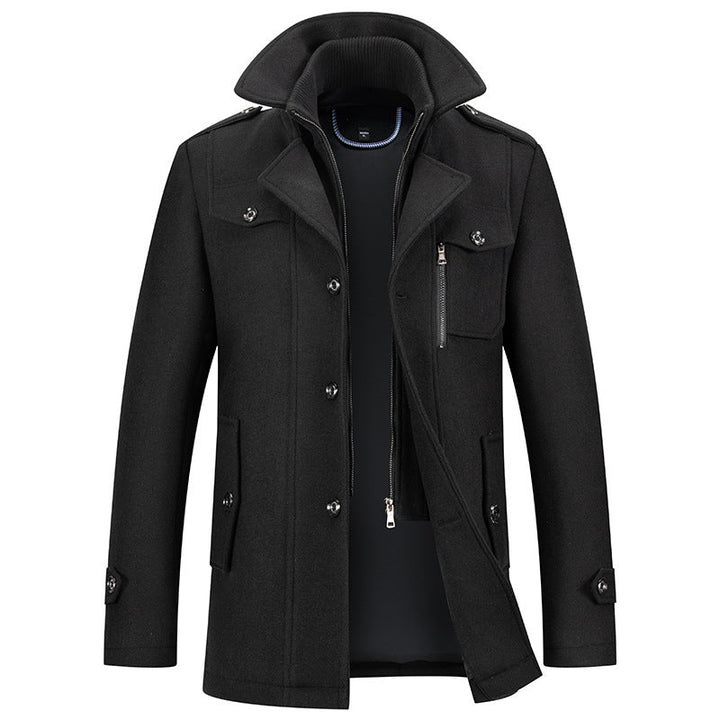 Men's Coat with Double-Faced Collar