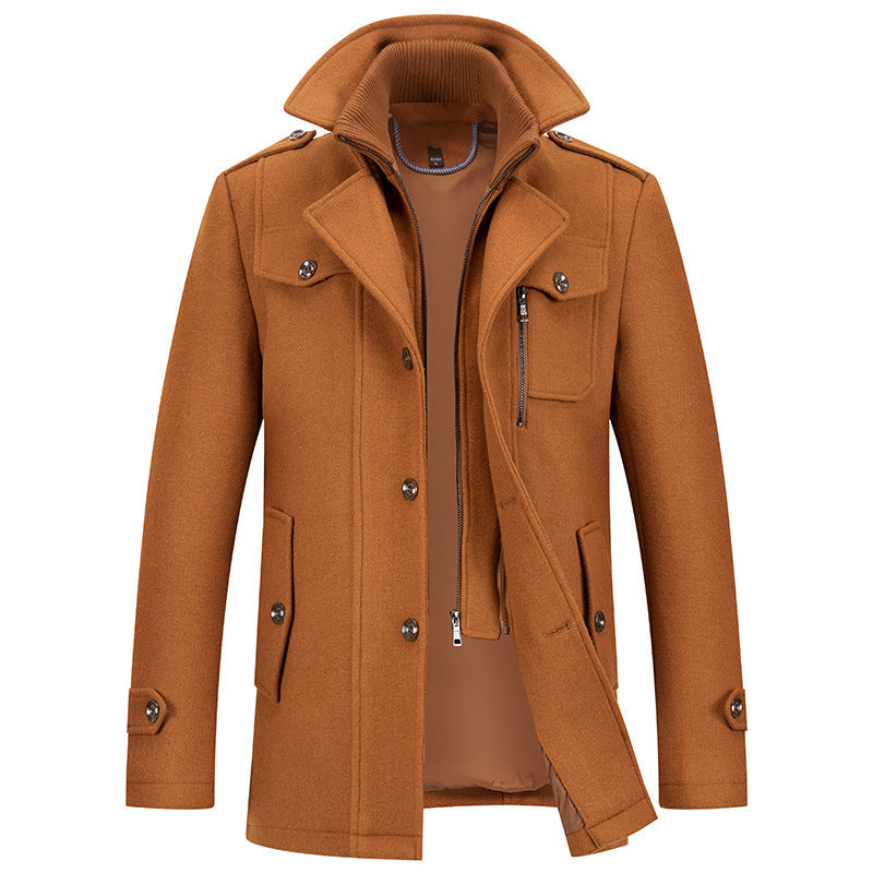 Men's Coat with Double-Faced Collar