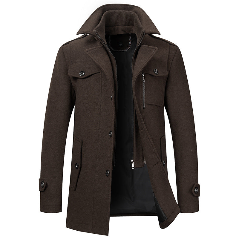 Men's Coat with Double-Faced Collar
