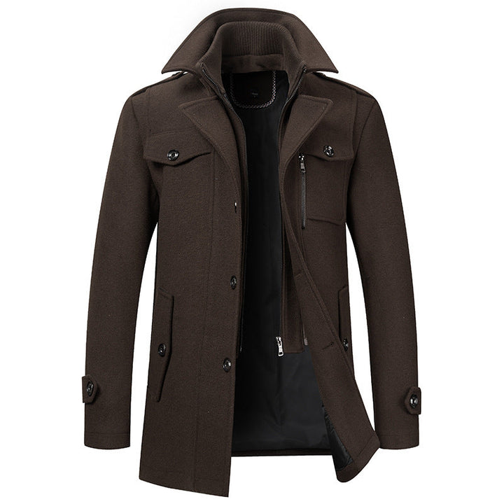 Men's Coat with Double-Faced Collar