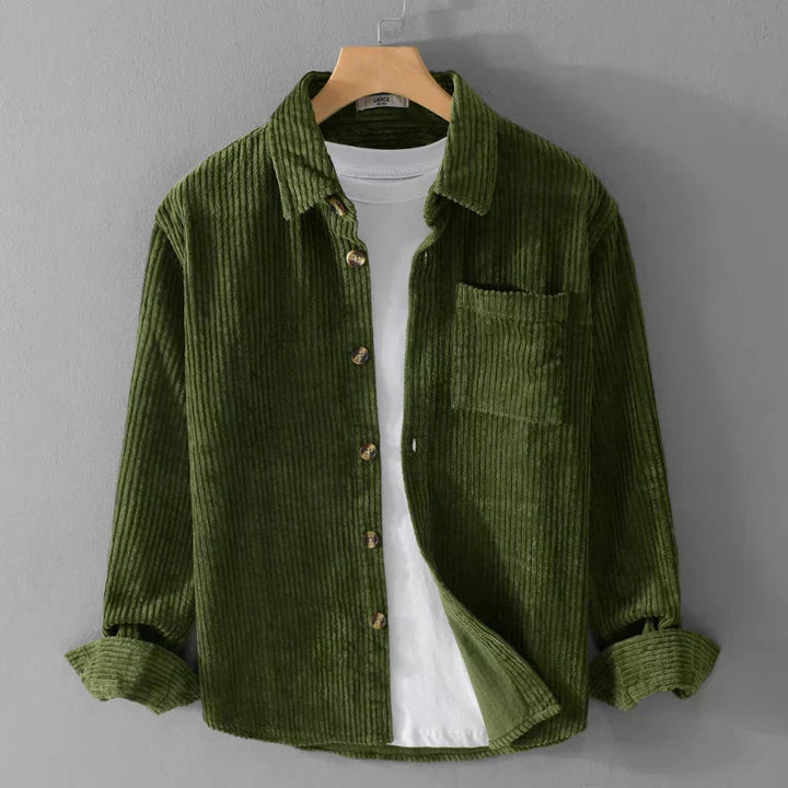 Max – Stylish Cord Shirt in Olive Green