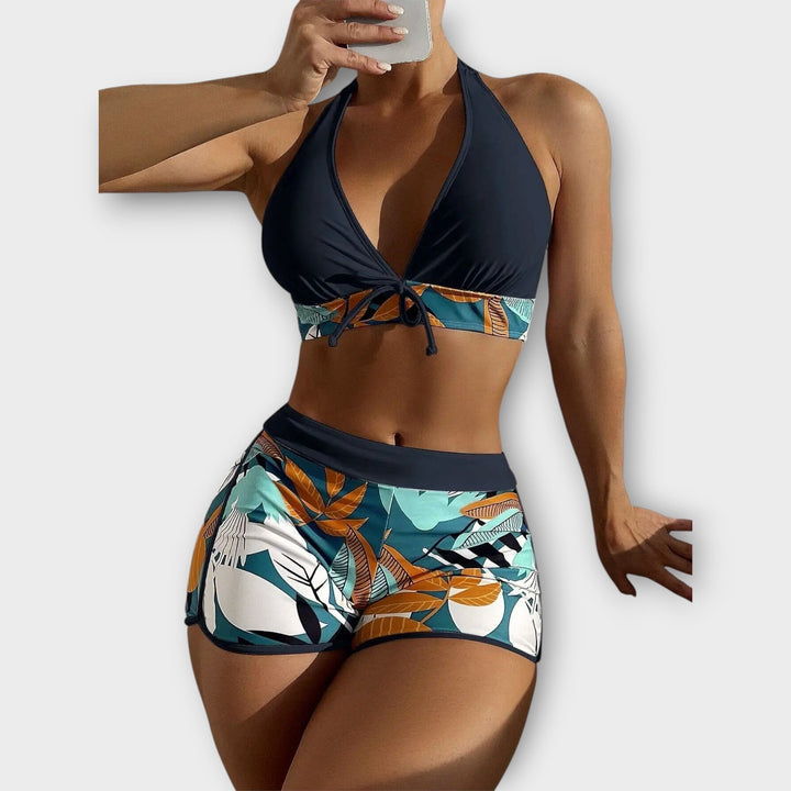 High-waisted Halter Bikini Set