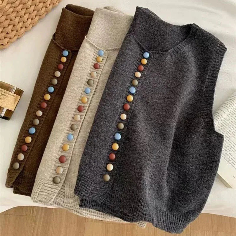LE MARIBEL | KNIT VEST WITH COLORED BUTTONS