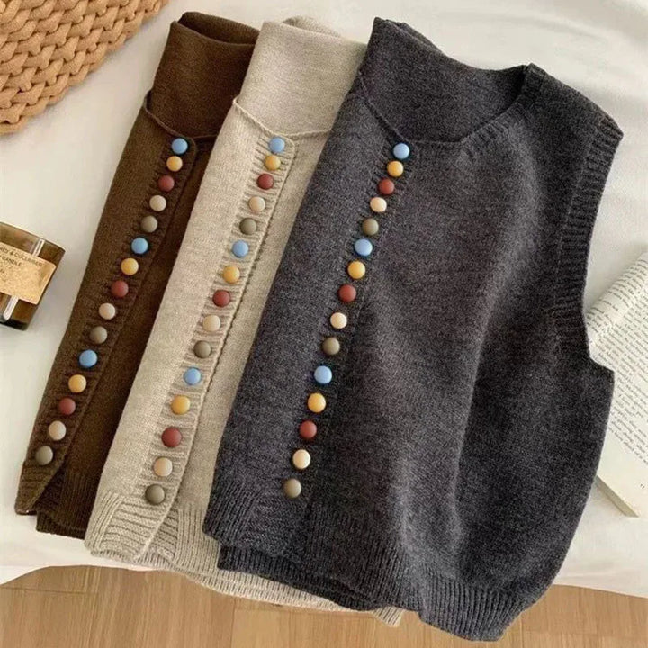 LE MARIBEL | KNIT VEST WITH COLORED BUTTONS