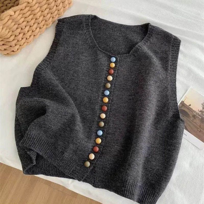 LE MARIBEL | KNIT VEST WITH COLORED BUTTONS