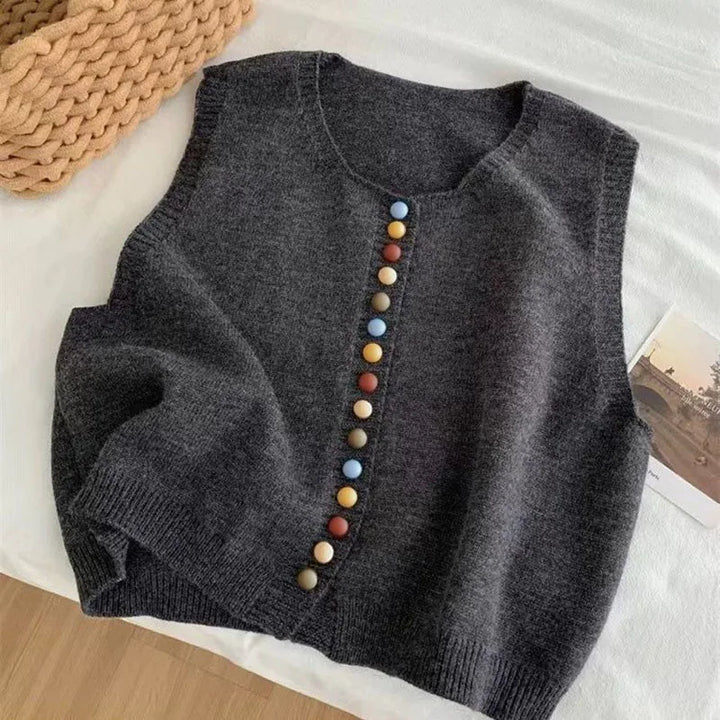 LE MARIBEL | KNIT VEST WITH COLORED BUTTONS