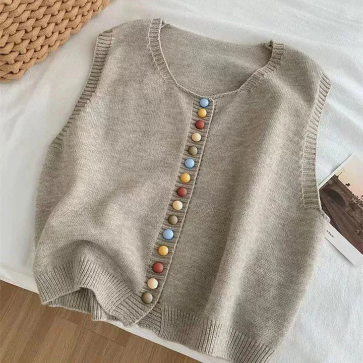 LE MARIBEL | KNIT VEST WITH COLORED BUTTONS