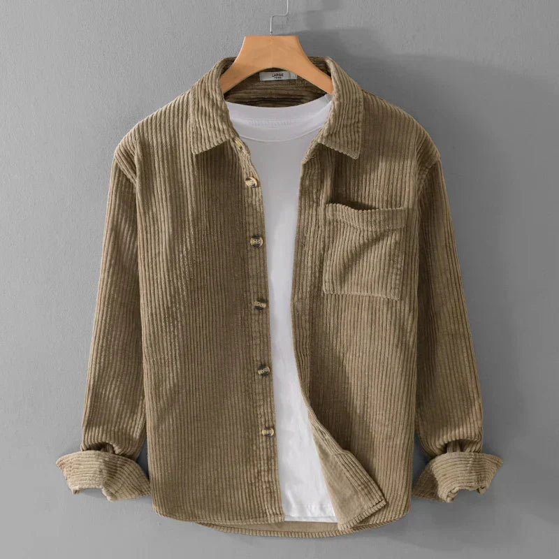 Max – Stylish Cord Shirt in Olive Green