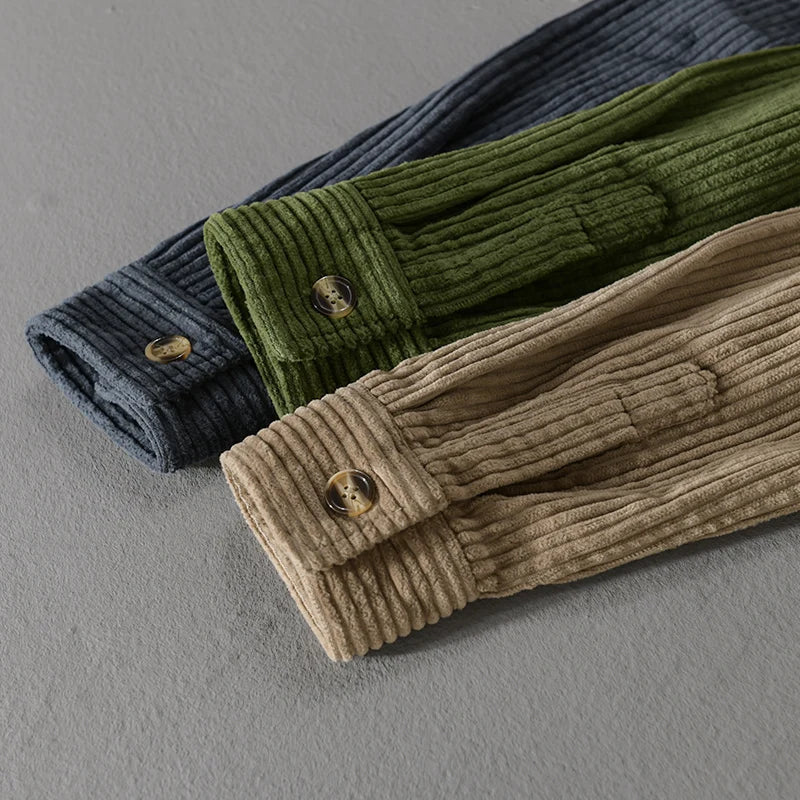 Max – Stylish Cord Shirt in Olive Green