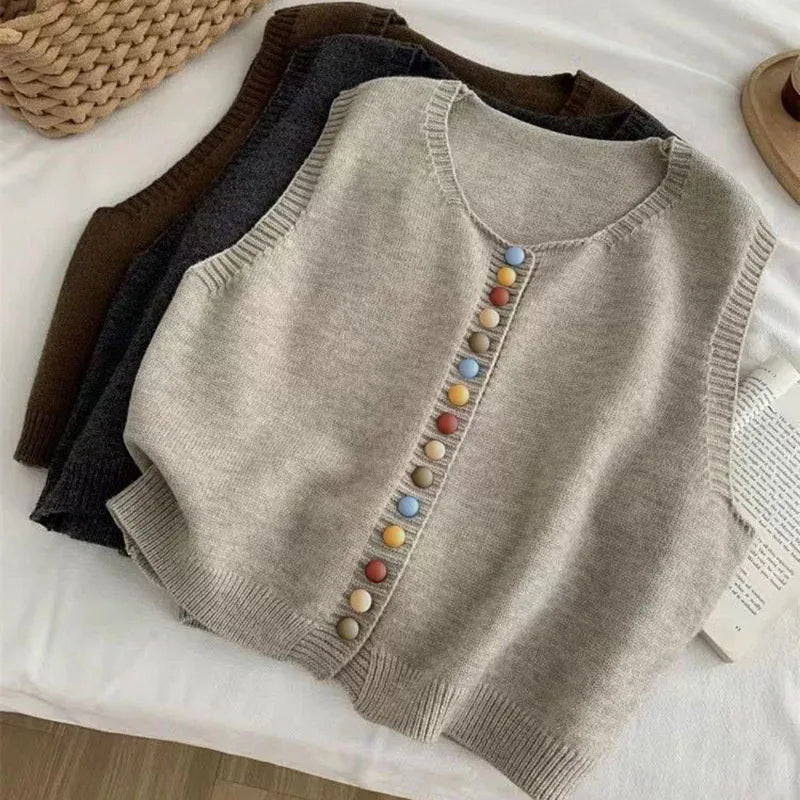 LE MARIBEL | KNIT VEST WITH COLORED BUTTONS