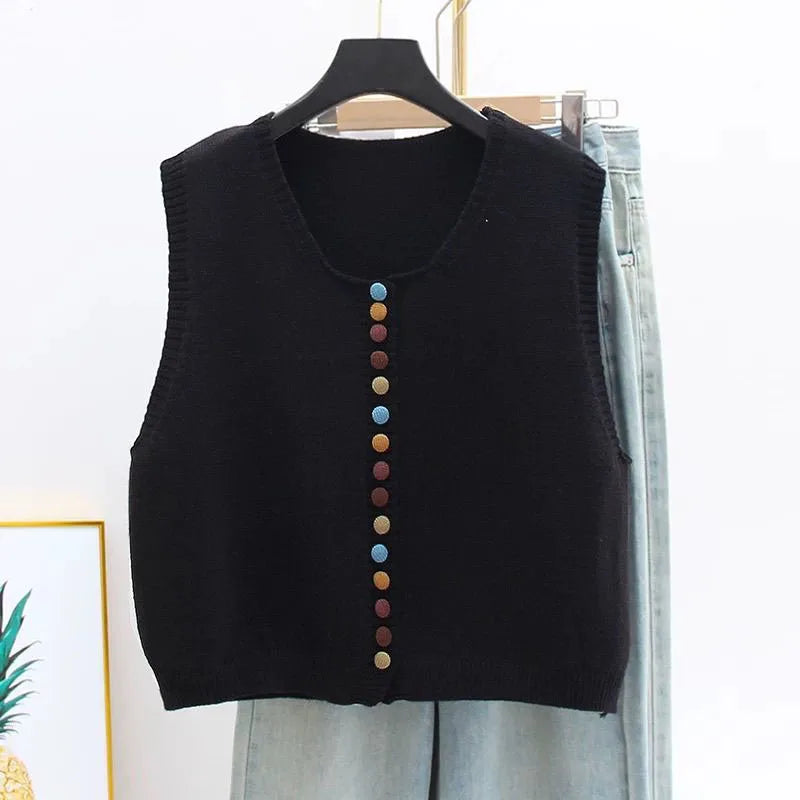 LE MARIBEL | KNIT VEST WITH COLORED BUTTONS
