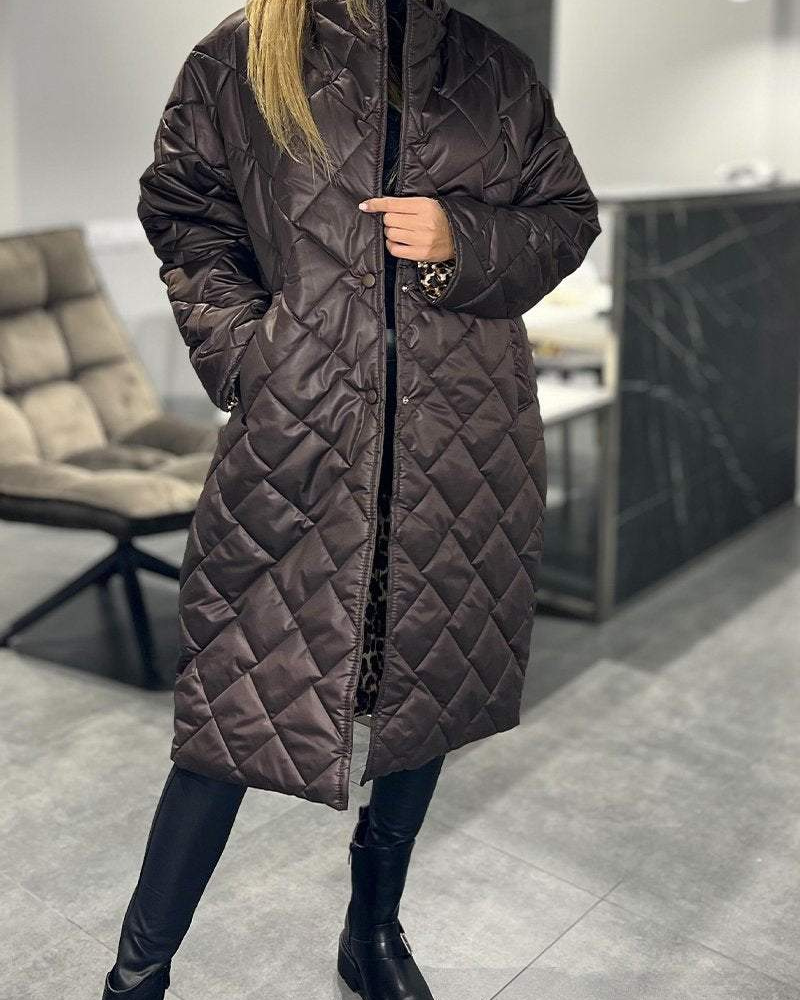 DIASY - Relaxed Collar Mid-Length Cotton Coat