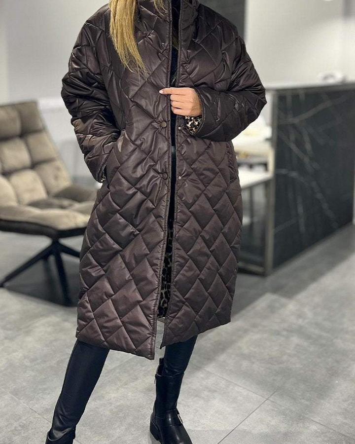 DIASY - Relaxed Collar Mid-Length Cotton Coat
