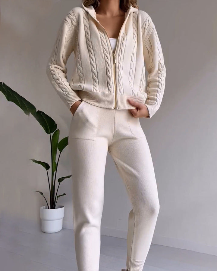 Ania - Casual Twist Jacquard Two-Piece Set