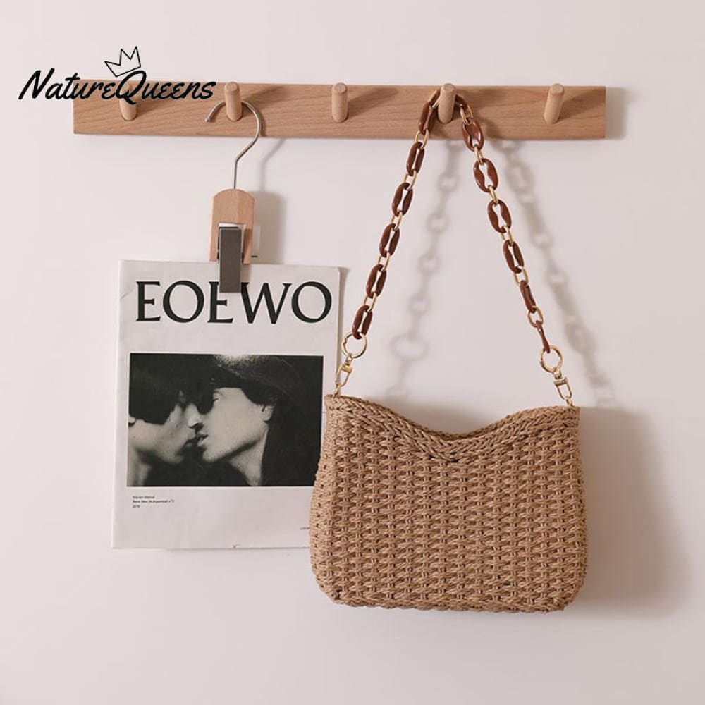 Beach Vacation Western Fashion Solid Color Single Shoulder Straw Bag