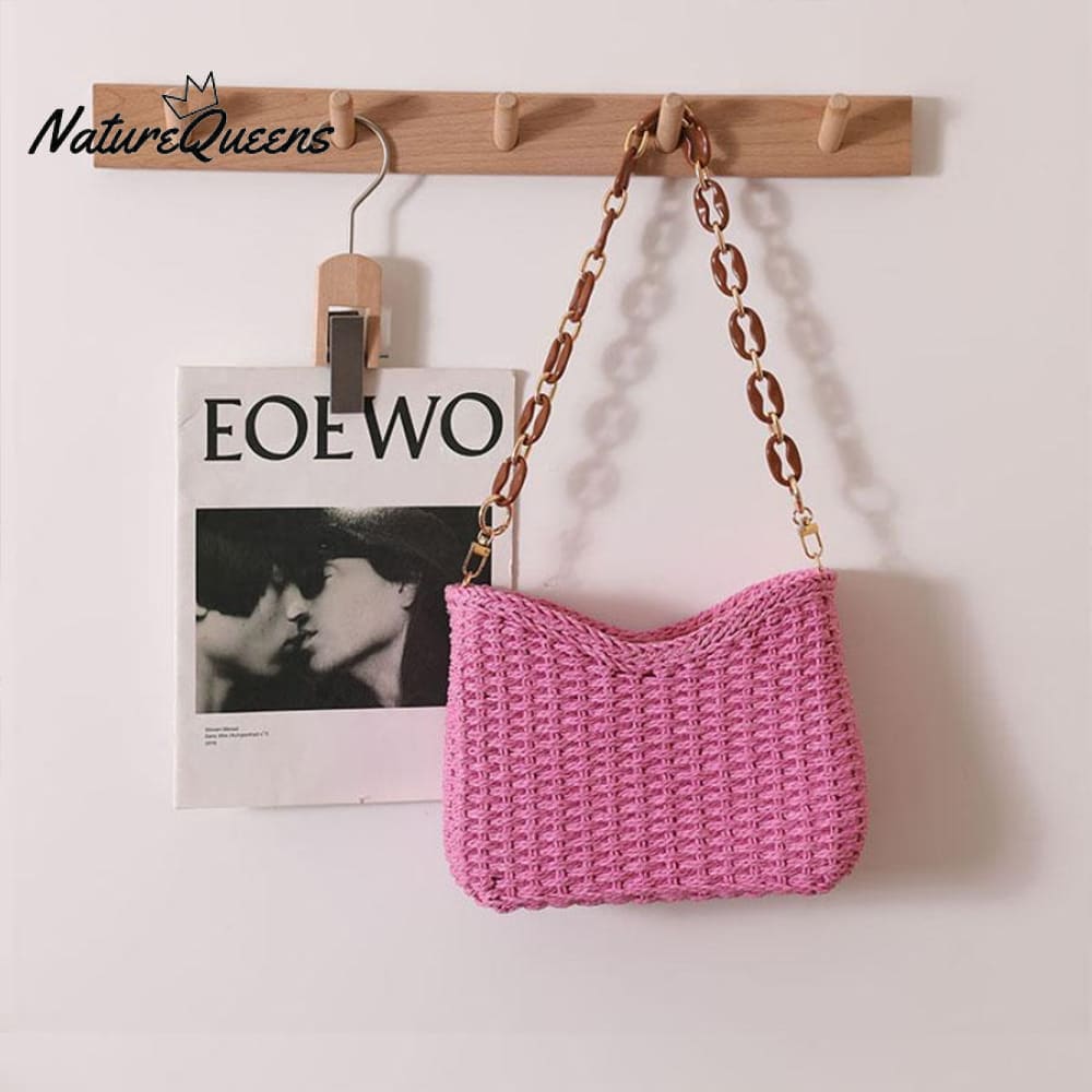 Beach Vacation Western Fashion Solid Color Single Shoulder Straw Bag