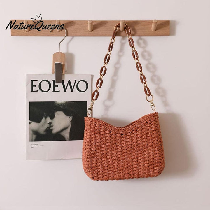 Beach Vacation Western Fashion Solid Color Single Shoulder Straw Bag