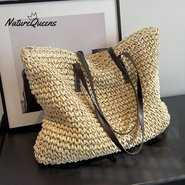 Beach Vacation Western Fashion Large Capacity Shoulder Tote Straw Bag
