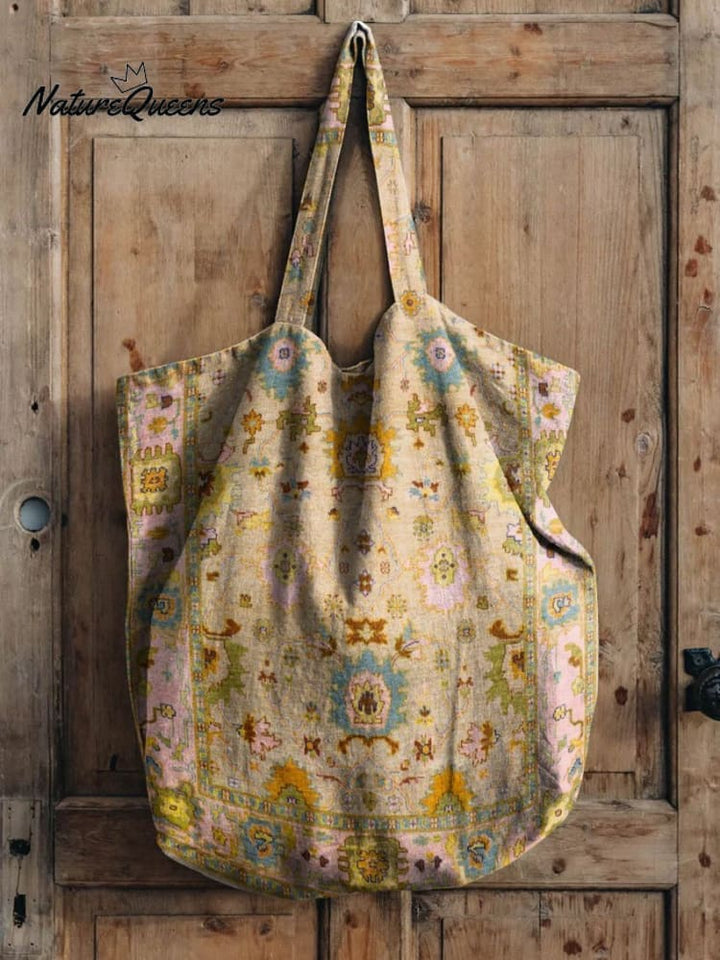 Cute Vintage Collage Floral Print Linen Tote Bag