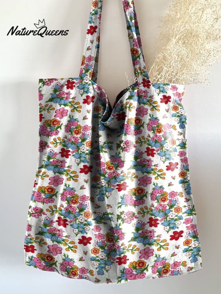 Cute Vintage Bouquet Print Linen Tote Bag
