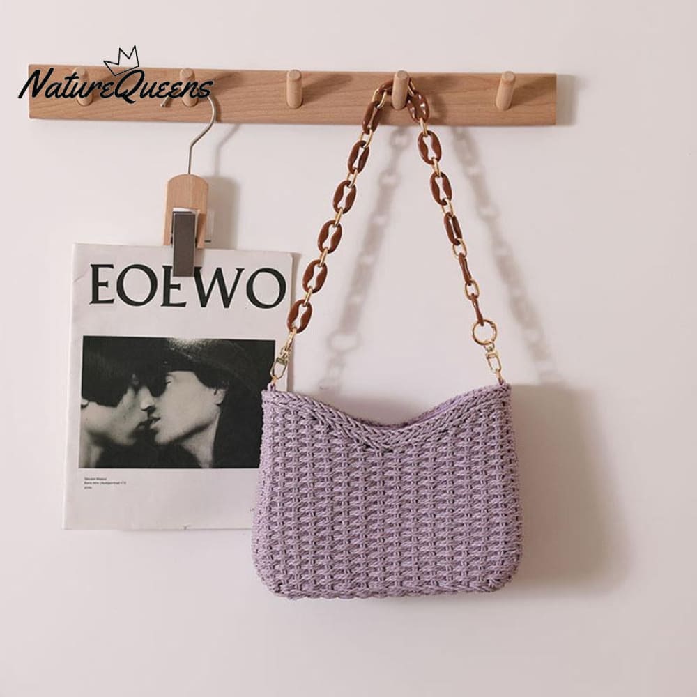 Beach Vacation Western Fashion Solid Color Single Shoulder Straw Bag