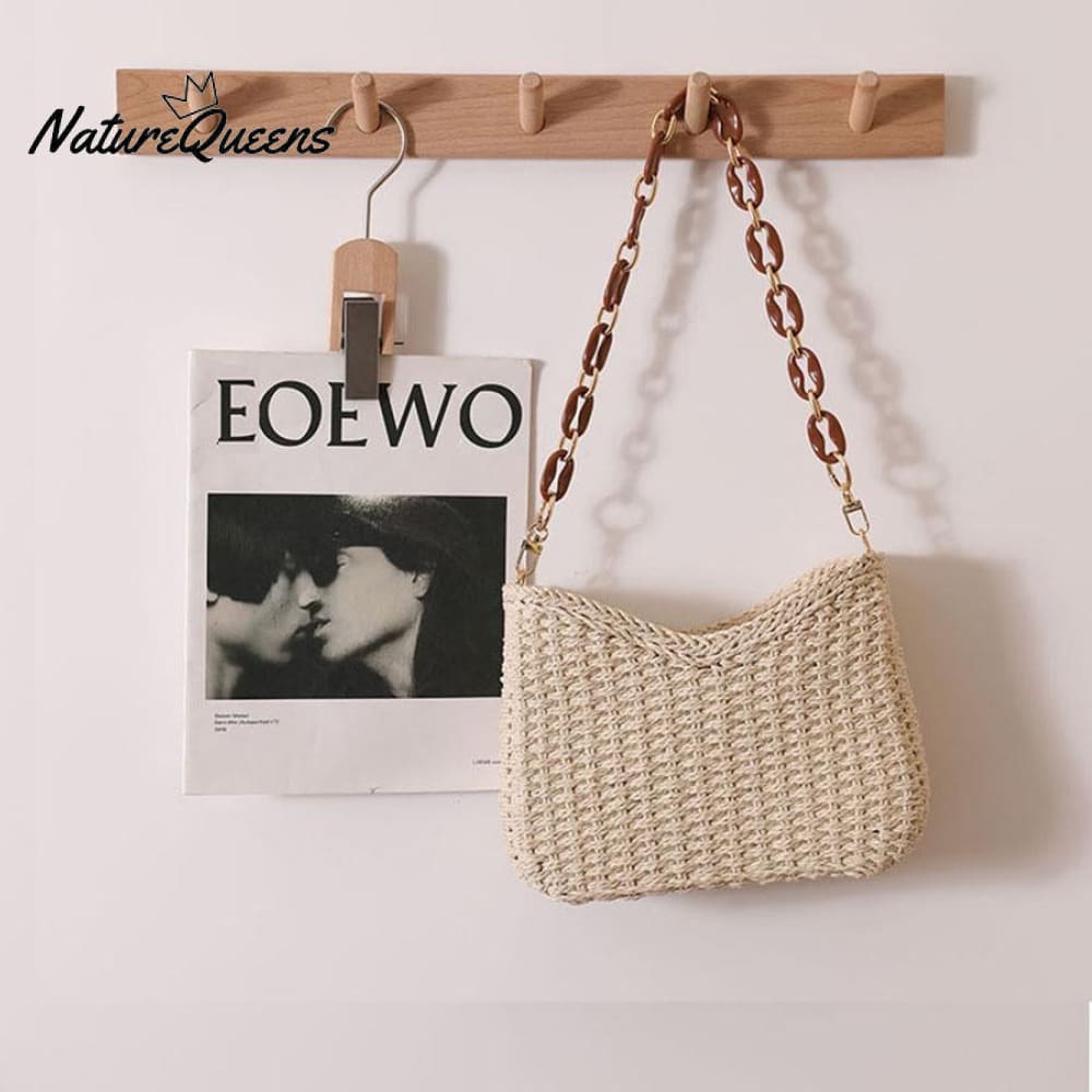 Beach Vacation Western Fashion Solid Color Single Shoulder Straw Bag