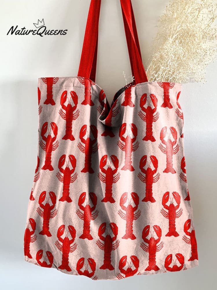 Red Lobster Decorative Pattern Linen Tote Bag