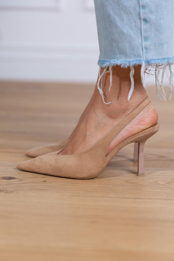 Marlena | Nude-colored Slingback Pumps with Slim Heel