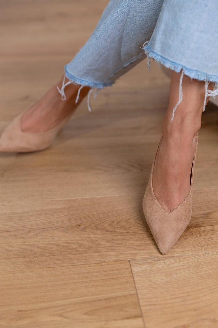 Marlena | Nude-colored Slingback Pumps with Slim Heel