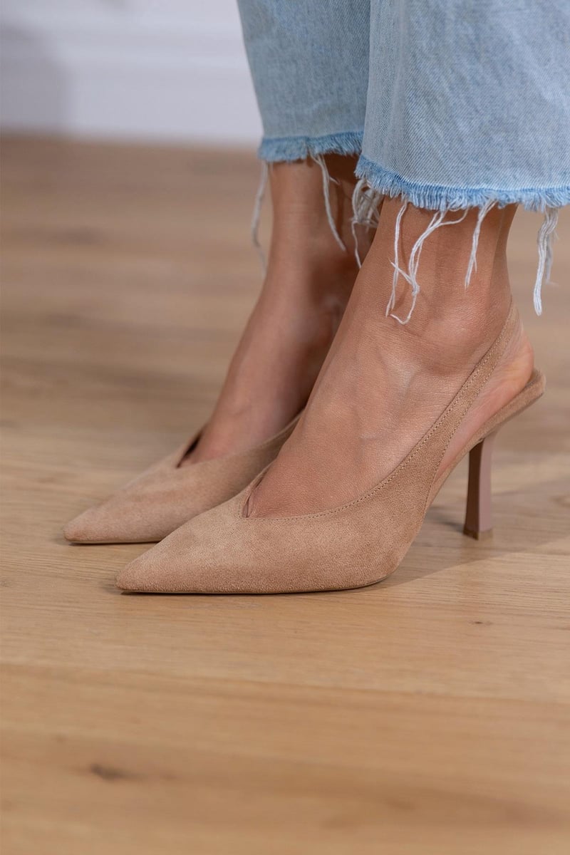 Marlena | Nude-colored Slingback Pumps with Slim Heel